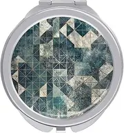 RTSEBVN Travel Makeup Mirror Portable Pocket Mirror Foldable Blue and Gray Geometry Printing Compact Mirror for Women Gifts