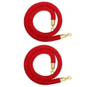 2 Pack Velvet Stanchion Rope 5Ft Crowd Control Ropes Barrier with Gold Hooks