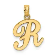 14k Yellow GoldY Script Letter R Initial Pendant