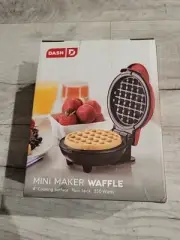 Dash Mini 4" Waffle Maker Non Stick 350 Watts Red Makes Tiny Waffles!