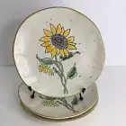 3 Salad Plates Spectrum Designz Goldfinch Sunflower 8” Ceramic New