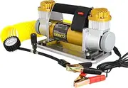 Giantz 12V Air Compressor, 4x4 Portable Car Cordless Tyre Deflator Inflator Pump Electric Airbrush Compressors Automotive Tools 4wd Equipment, With Pressure Gauge 2 Cylinders 200L/MIN