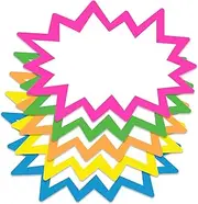 Starburst Signs with Stickers 300pcs | Price Tags for Yard, Estate, Garage Sale, Retail Store. 150pcs Cards & 150pcs Sticker Dots. Assorted Sizes 2x3, 3x5, 4x6 inch (Neon)
