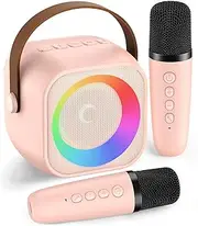 Karaoke Machine for Adults & Kids, Mini Portable Bluetooth Karaoke Speaker with Two Wireless Karaoke Microphones for Girls Boys Home Outdoor Party