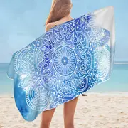 Fading Blue Purple Mandala Microfiber Beach Towel