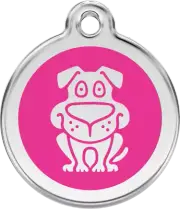 Red Dingo Enamel Dog Tag - Hot Pink - Lifetime Guarantee - Cat, Dog, Pet ID Tag