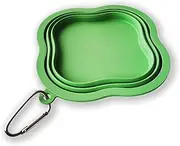 Kawlxpp Silicone Collapsible Dog Bowl 500ml - Portable Foldable Travel Bowl with Carabiner Clip for Camping/Hiking (Fits Pets 5-50kg) (Green)
