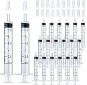 20 Pack 3mL Syringe with Tip Cap for Liquid, 3cc Plastic Syringes with Cover, Non-Sterile, No Needle