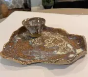 Mississippi Pottery Chip and Dip Plate Handmade Glazed Pottery Tray Platter