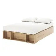 Eulalia Platform Bed Base with Drawers - Oak