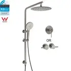 KYLINS Gun Metal Round 10" Rain Head Handheld Sliding Rail Mixer Tap Twin Shower