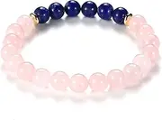 [HOZEAL] Rose Quartz Pink Opal Peru Crystal Bracelet, Love Friendship Crystal Stone Chakra Bracelet, Business Money Energy Wealth Good Luck Prosperity Feng Shui Beaded Bracelet for Men Women
