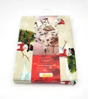 St Nicholas Square Christmas Yuletide Snowmen Toss 60" x 84" Oblong Tablecloth