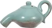 KONTONTY Fountain Flowing Water Clay Pot Outdoor Ornaments Indoor Waterfall Fish Tank Accessories Ceramic Fountain Jar Decor Tabletop Ceramic Water Fountain Jar Home Decor Sky-Blue Ceramics