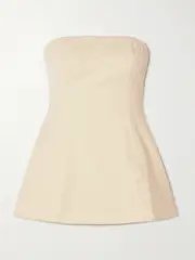 [STAUD] STAUD - Silvia Strapless Twill Peplum Top - Ecru - US4 US 4 Ecru