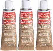 M00122x3-FS MOREZMORE Fresh Amaco Rub 'n Buff 3 Pack ANTIQUE GOLD Wax Metallic