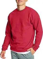 [Hanes] Men's EcoSmart Fleece Sweatshirt, Deep Red, Large