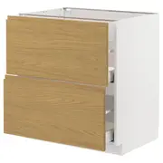 METOD / MAXIMERA base cb 2 fronts/2 high drawers, white/Voxtorp oak effect, 80x60x80 cm