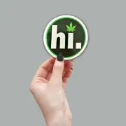 "hi." Marijuana Pot Leaf Weed Sticker Die-Cut Car Window Decal - Made in USA