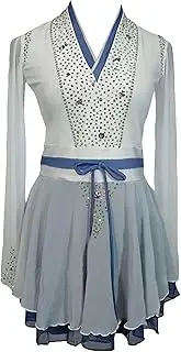 [Zagitova] Figure Skating Dress Mesh Skirt Girls V Neck Long Sleeve Gradient Breathable Competition Dancewear