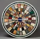 Round White Marble Console Table Tops Inlaid Multi Mosaic Stone Home Decor H4737
