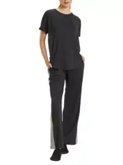 Josie Natori Women's Chi French Terry Split-Back Top (Heather Black, Medium)