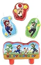 Amscan 171554-55 Mini Figure Candles Super Mario, Happy Birthday, Pack of 4, Birthday Candles