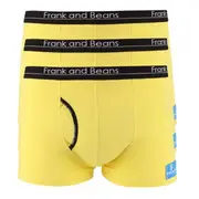 3 Mens Boxer Briefs Cotton Trunks Yellow Underwear Frank and Beans