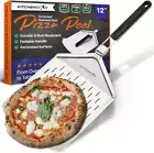 12" Perforated Pizza Peel with 10 Inch Folding Handle - Stainless Steel Spatula