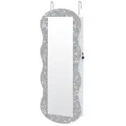 Lockable Mirror Cabinet Jewellery Box Armoire Door Wall Mounted Makeup Cosmetic Beauty Organiser Case with LED Lights Bedroom Dressing 44x10x106cm