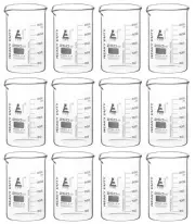 Eisco Labs 250ml Heavy Duty Beakers - Borosilicate 3.3 Glass - 12 Pack