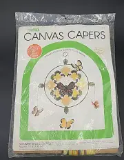 Vintage 1982 Leisure Arts Canvas Capers Shimmer-Ring Butterflies Kit New