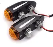 Turn Signal Indicator Motorcycle Black CNC Edge Cut Half Bullet Turn Signal Light For Cafe Racer Bobber Chopper Custom