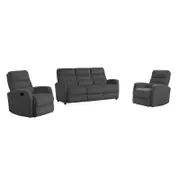 Echo 3 +1+1 Fabric Recliner Lounge Suite - Charcoal