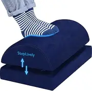 StepLively Foot Rest for Under Desk at Work, Comfortable Foot Stool with 2 Adjustable Heights, Footrest with Washable Cover, for Back & Hip Pain Relief, Suitable for Office, Home, Car, Blue, X-Large
