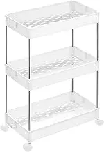 SONGMICS Storage Trolley, Rolling Shelf, 3 Levels, Space-Saving, for Bathroom, Kitchen, Office, 40 x 22 x 60 cm, White KSC009W01