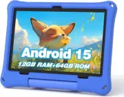 Kids Tablet, 10.1 Inch Android 15 Tablet, 12GB+64GB, Octa-Core, 6000mAh Battery