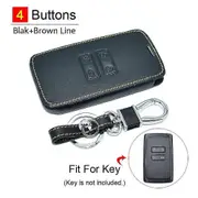 Leather car key cover for renault captur koleos kadjar arkana megane dacia duster sandero stepway smart remote control fobs case With brown line