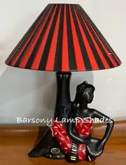 PLASTIC RIBBON "MEDIUM" COOLIE RED & BLACK LAMPSHADE for BARSONY LADY LAMP