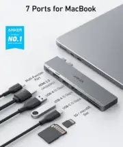 Anker 7-in-2 Hub for MacBook | 4K HDMI | Thunderbolt 3 | SD/microSD | 2 USB 3.0