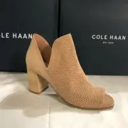 Cole Haan Women's Shiloh Open Toe Bootie (75mm) Ankle Boot, Blush Suede