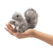 NEW PLUSH SOFT TOY Folkmanis 2648 Mini Gray Grey Squirrel Finger Puppet 12cm