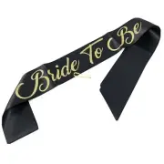 Bachelorette Party Bride Sash Ribbon Black Gold Glitter Lettering Gold Pin