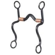 Western Low Port Bit - Black Steel -8 Inch Long S Shank - Copper Wrapped Bars