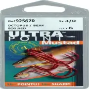 Beak/Octopus Bait Hook 1X Strong, Forged "Big Red" 3/0