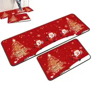 Set of 2 Pieces Christmas Kitchen Rugs Kitchen Backing Area Rugs Washable Floor Mats-Skiing