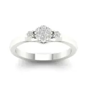 10k White Gold 0.06Ct Diamond Cluster Engagement Ring Sz 6 Clarity I2 Color H-I