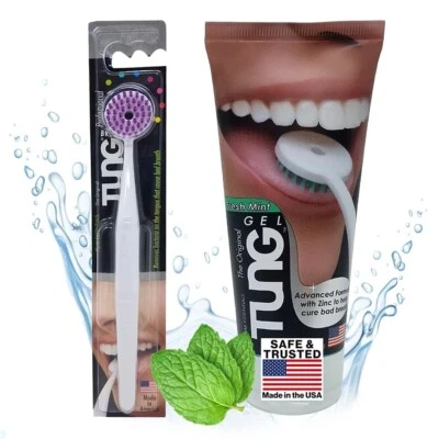 Tung Tongue Brush & Gel Kit Tongue Cleaner for Adults Set of 1