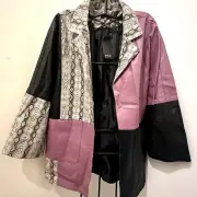 Brand New With Tags Women's Nasty Gal Black Patchwork Faux Leather Jacket UK 12