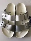 BIRKENSTOCK ARIZONA SPLIT WHITE/SILVER BIRKO-FLOR NARROW FIT SANDALS SIZE 7 NIB
